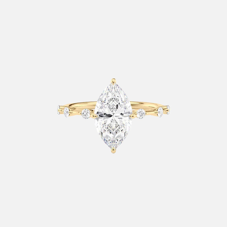 The Hidden Halo Penelope Marquise Moissanite Ring 14k Yellow Gold 001