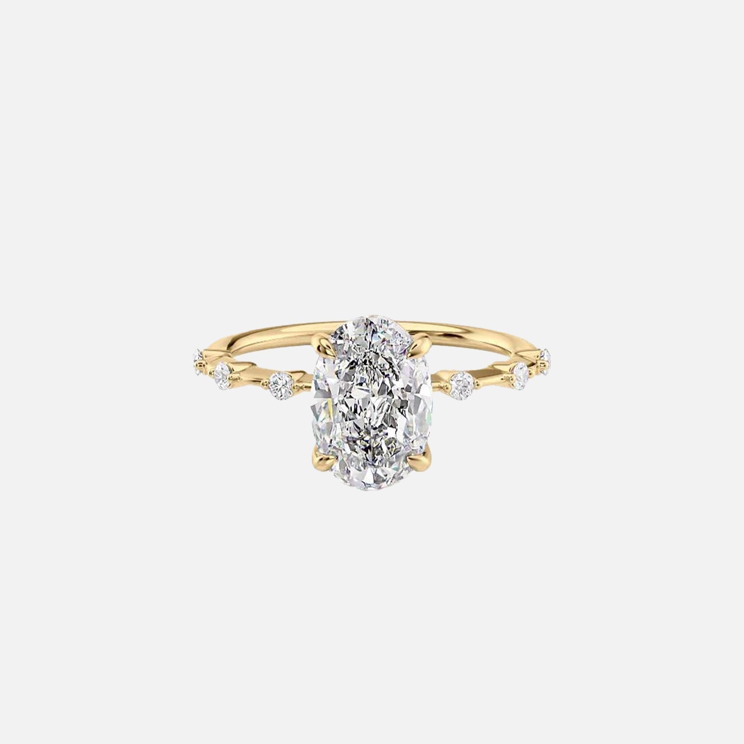 The Hidden Halo Penelope Oval Moissanite Ring 14k Yellow Gold 001