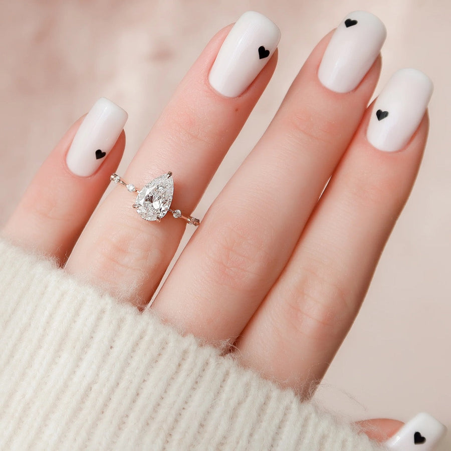  The Hidden Halo Penelope Pear Moissanite Ring 14k Rose Gold 003