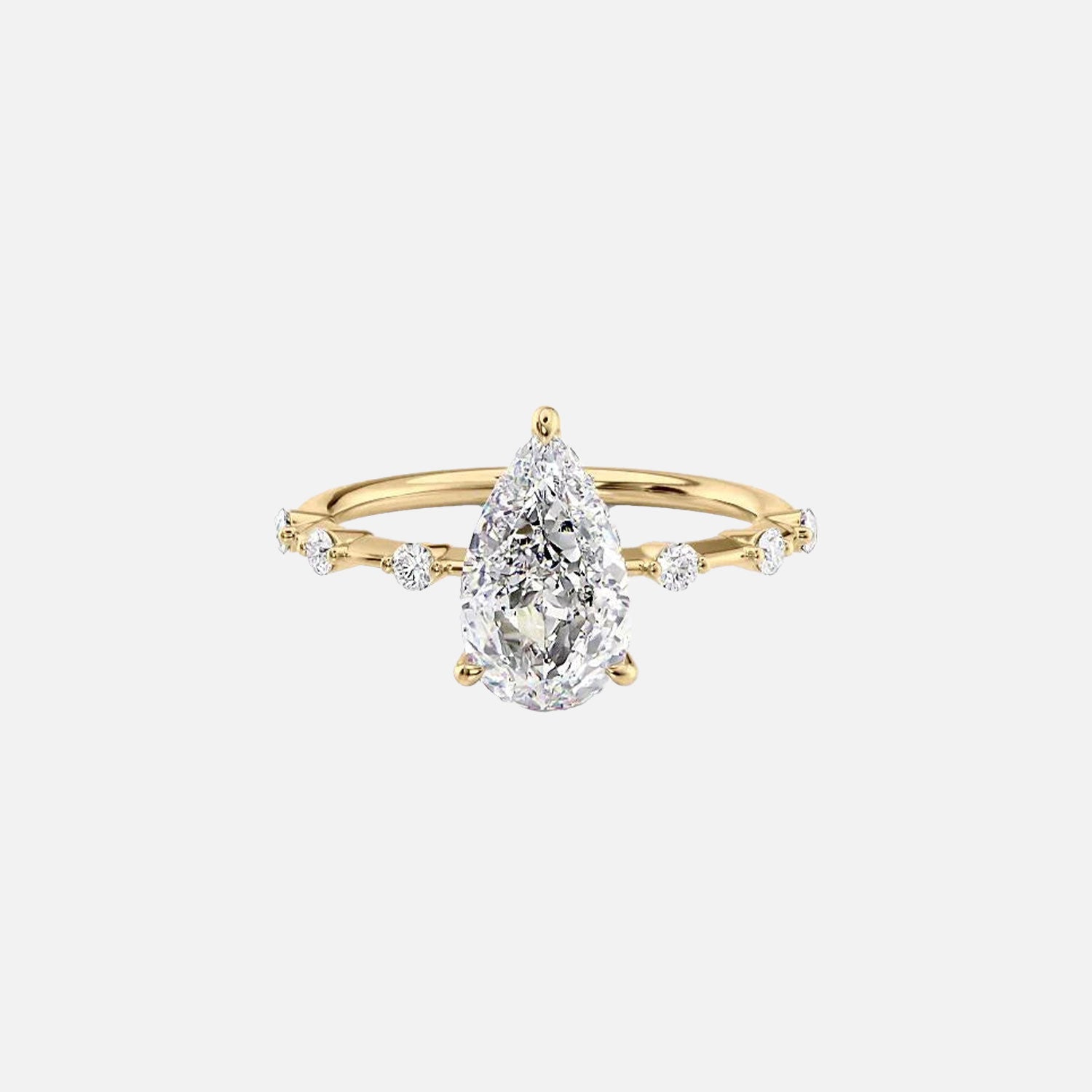 The Hidden Halo Penelope Pear Moissanite Ring 14k Yellow Gold 001