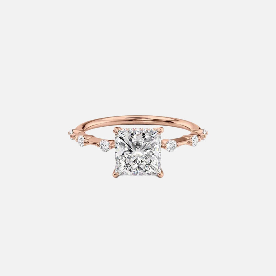  The Hidden Halo Penelope Princess Lab Diamond Ring 18k Rose Gold 001