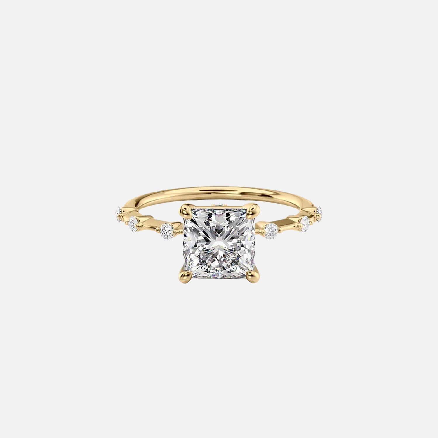 The Hidden Halo Penelope Princess Moissanite Ring 14k Yellow Gold 001