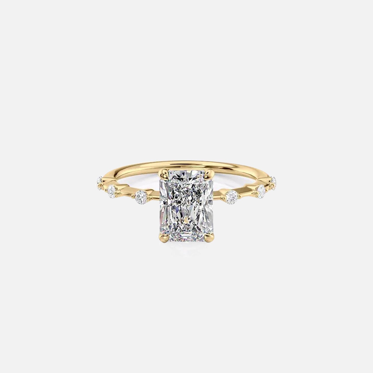 The Hidden Halo Penelope Radiant Moissanite Ring 14k Yellow Gold 001