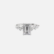 The Hidden Halo Stellar Emerald Side Stone Moissanite Ring - KNT - Engagement Rings, Wedding Bands & Fine Jewelry