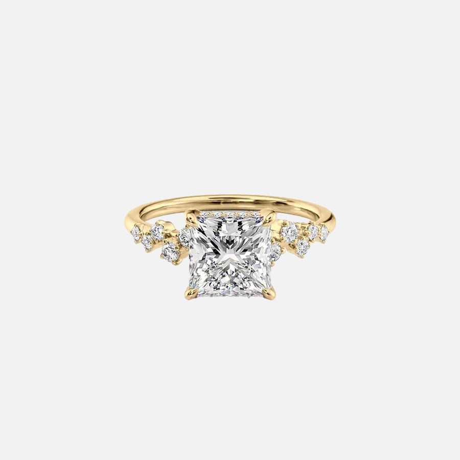 The Hidden Halo Stellar Princess Side Stone Moissanite Ring - KNT - Engagement Rings, Wedding Bands & Fine Jewelry