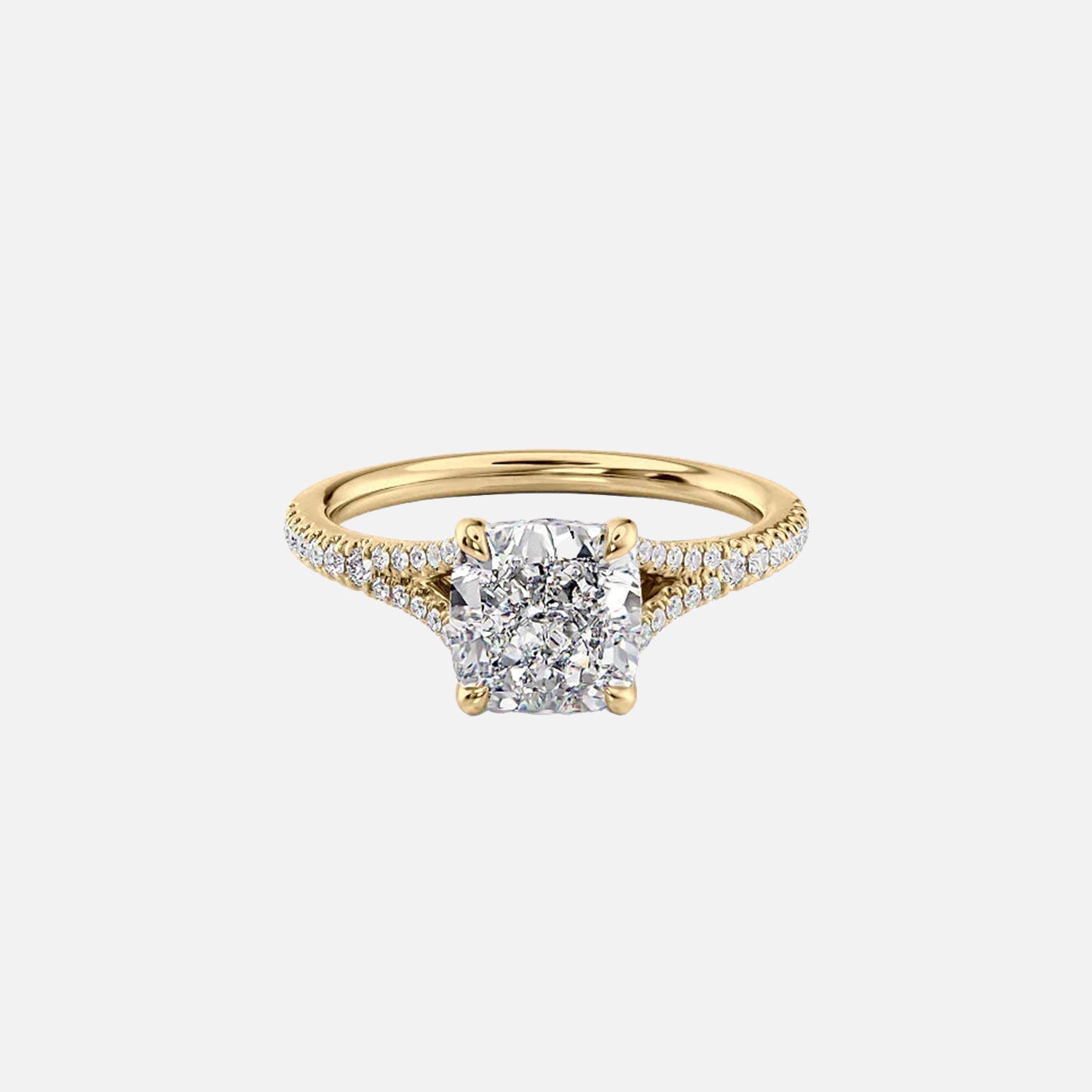 The Jade Cushion Lab Diamond Ring 14k Yellow Gold 001