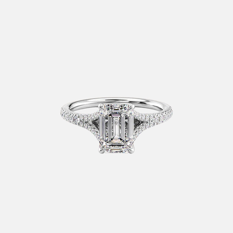  The Jade Emerald Moissanite Ring 18k White Gold 001
