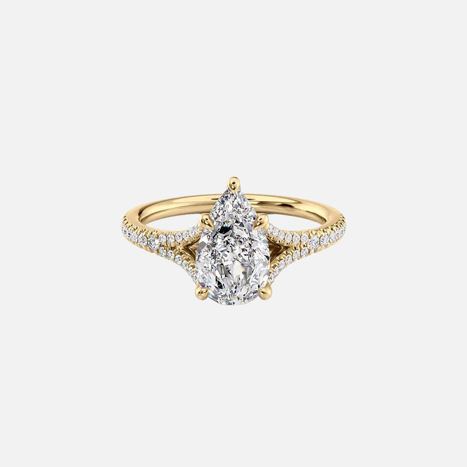 The Jade Pear Moissanite Ring 14k Yellow Gold 001