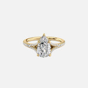 The Jade Pear Moissanite Ring 14k Yellow Gold 001