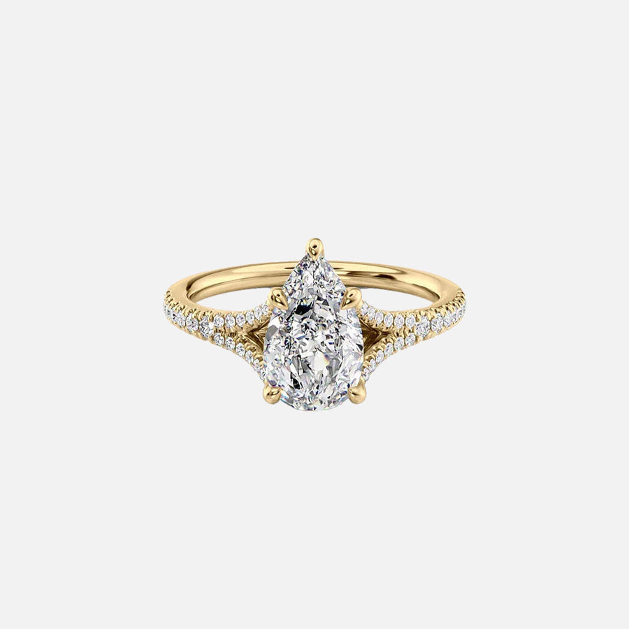 The Jade Pear Moissanite Ring 14k Yellow Gold 001