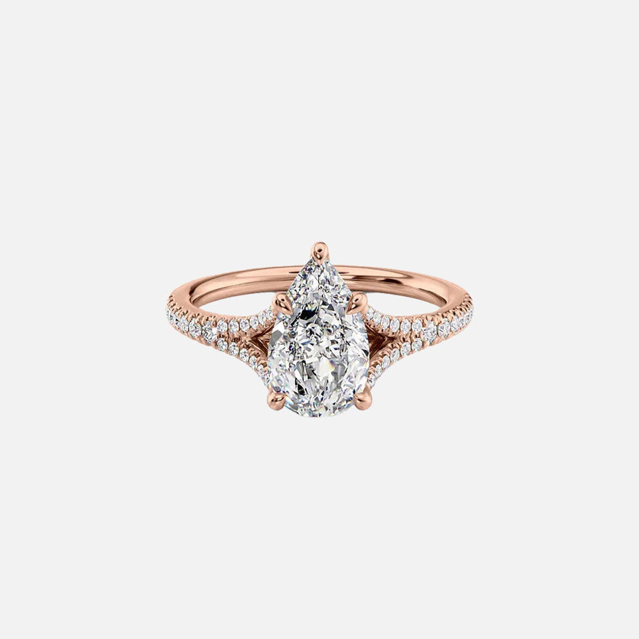  The Jade Pear Moissanite Ring 18k Rose Gold 001