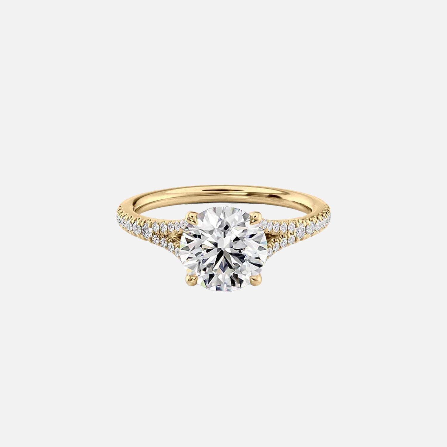 The Jade Round Moissanite Ring 14k Yellow Gold 001