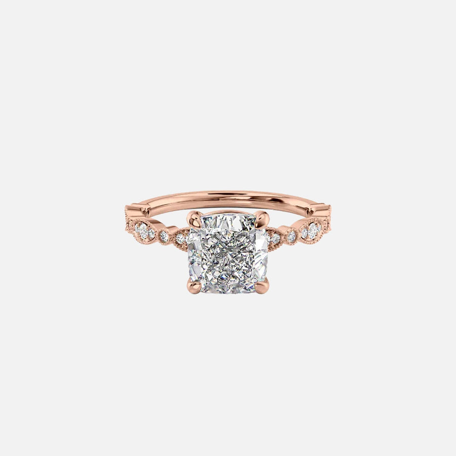  The Jasmine Cushion Lab Diamond Ring 14k Rose Gold 001