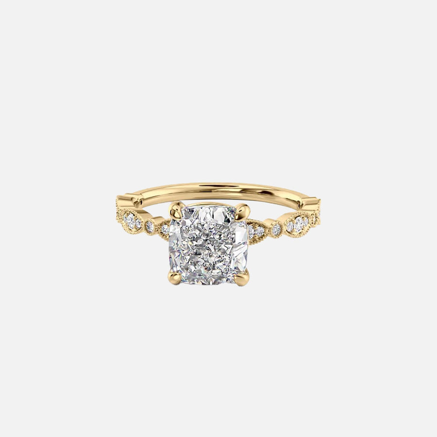  The Jasmine Cushion Lab Diamond Ring 18k Yellow Gold 001