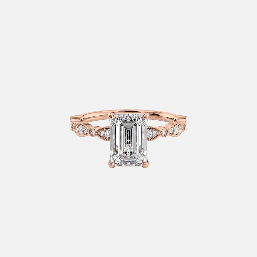  The Jasmine Emerald Lab Diamond Ring 14k Rose Gold 001