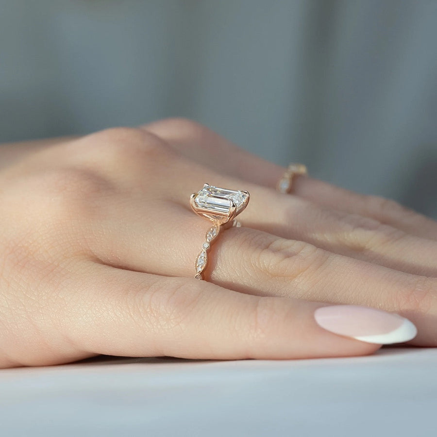  The Jasmine Emerald Lab Diamond Ring 14k Rose Gold 003