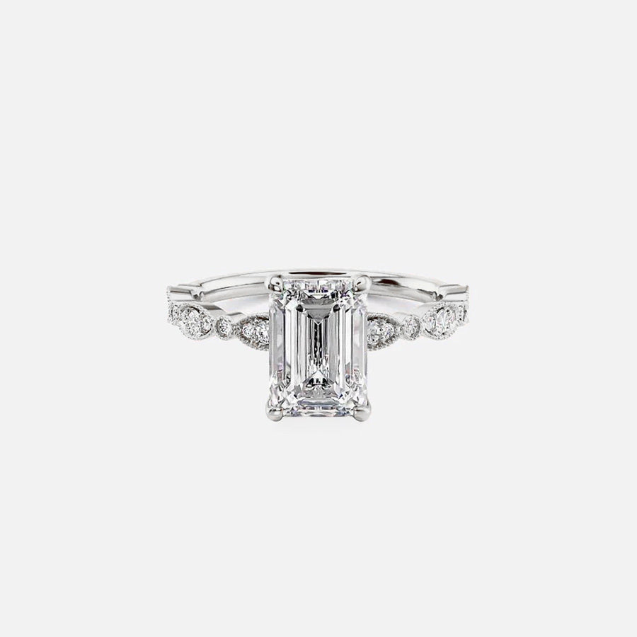  The Jasmine Emerald Lab Diamond Ring 14k White Gold 001