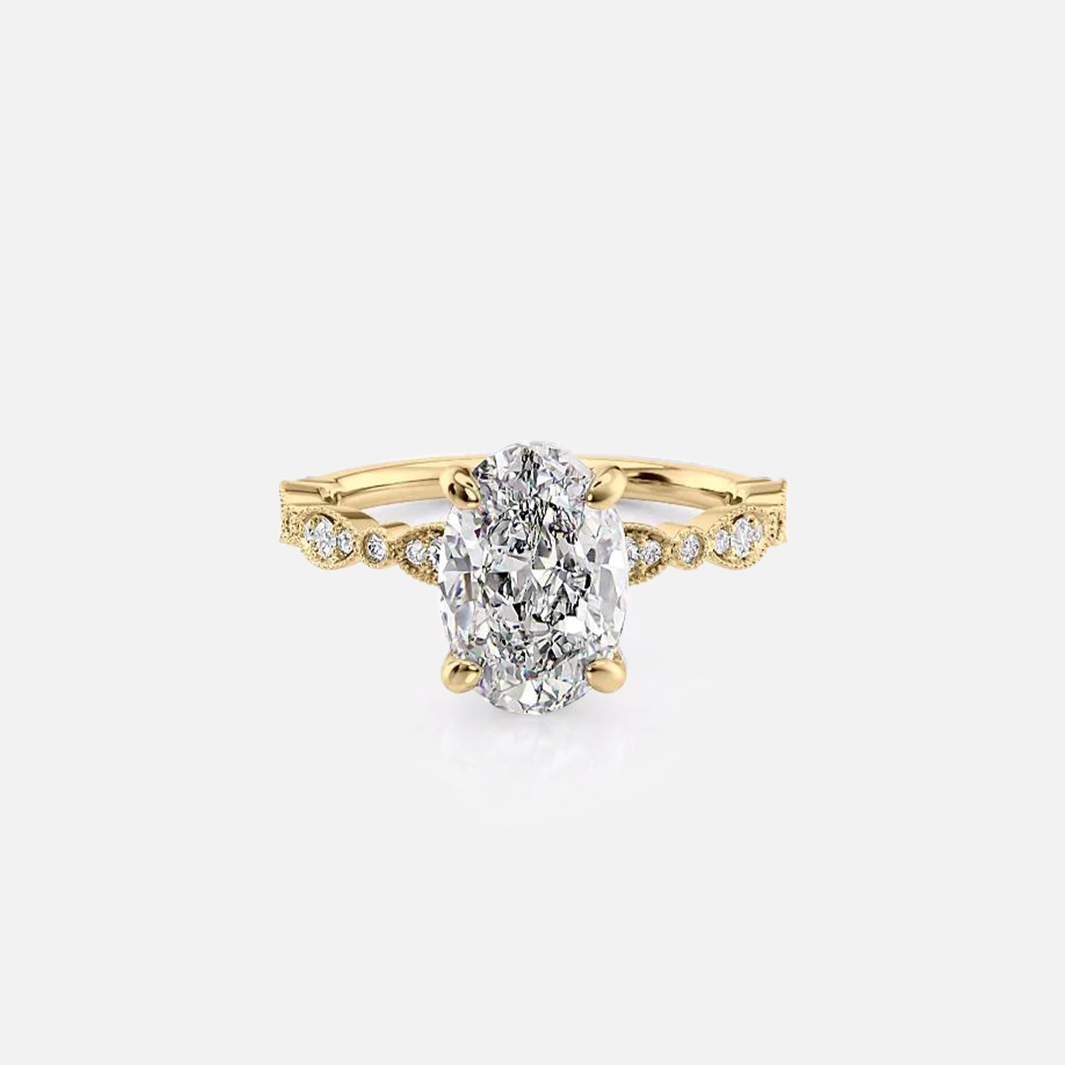 The Jasmine Oval Lab Diamond Ring 14k Yellow Gold 001
