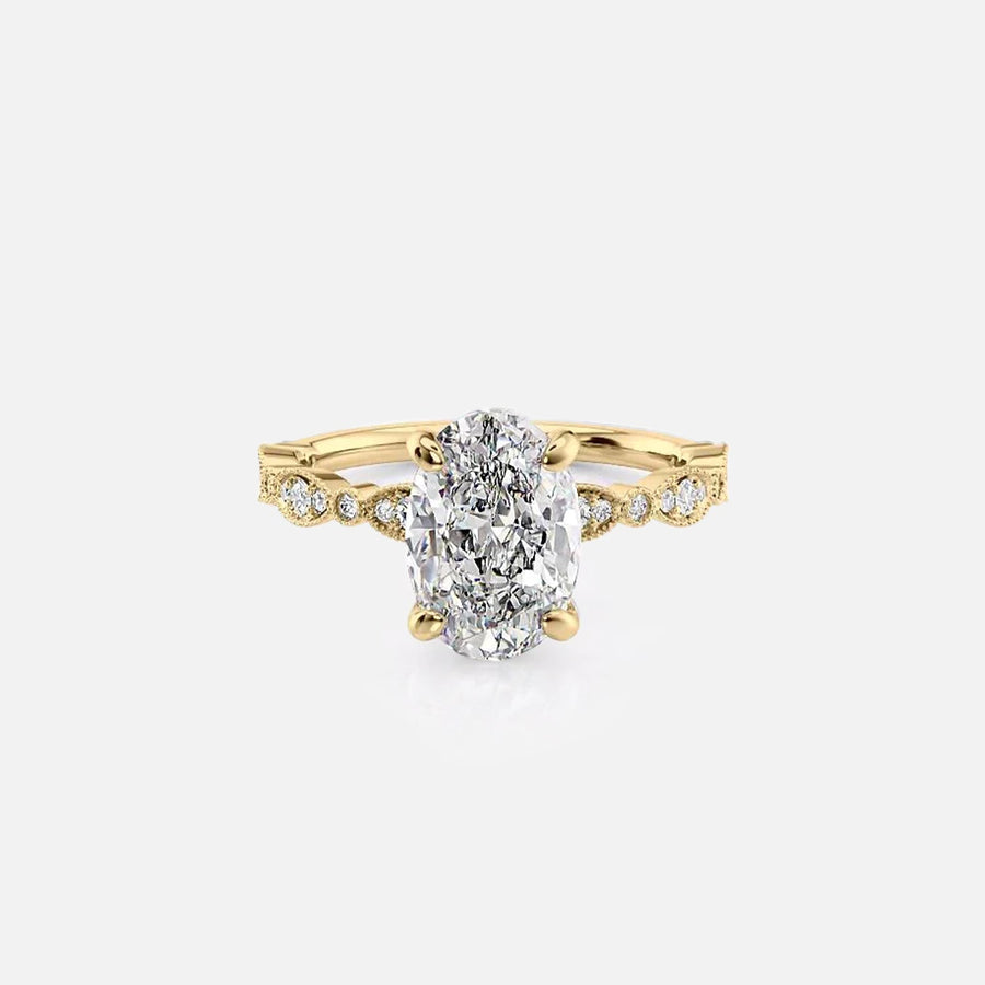 The Jasmine Oval Lab Diamond Ring 14k Yellow Gold 001