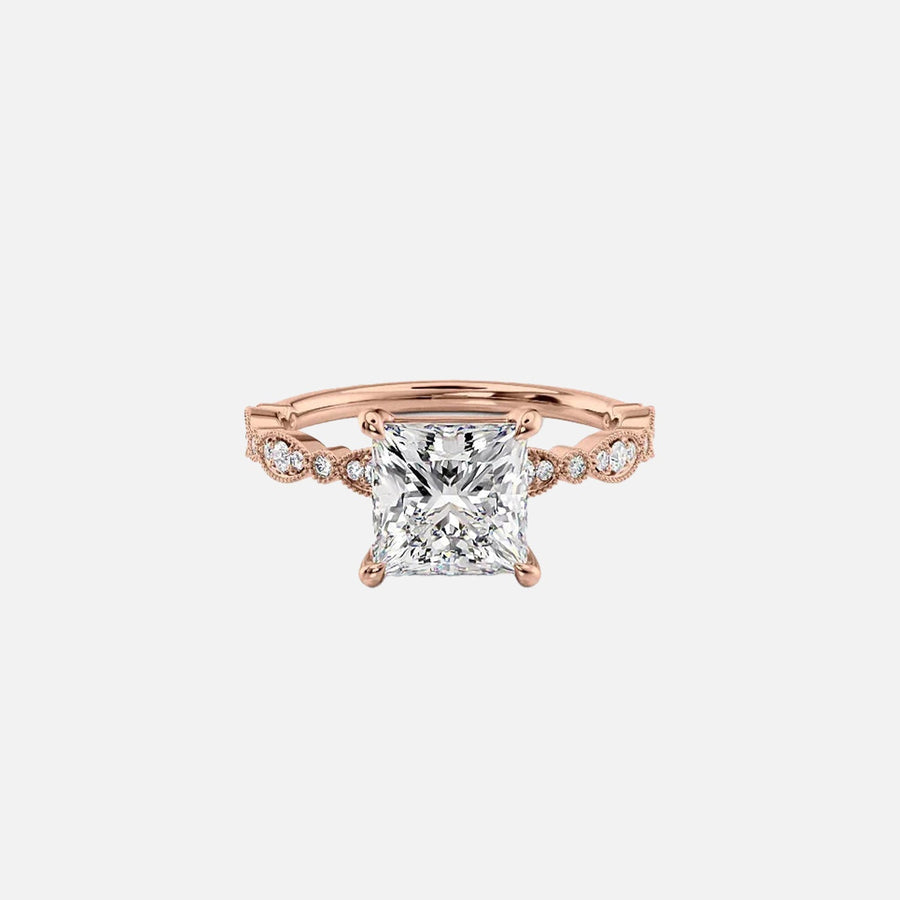  The Jasmine Princess Moissanite Ring 14k Rose Gold 001
