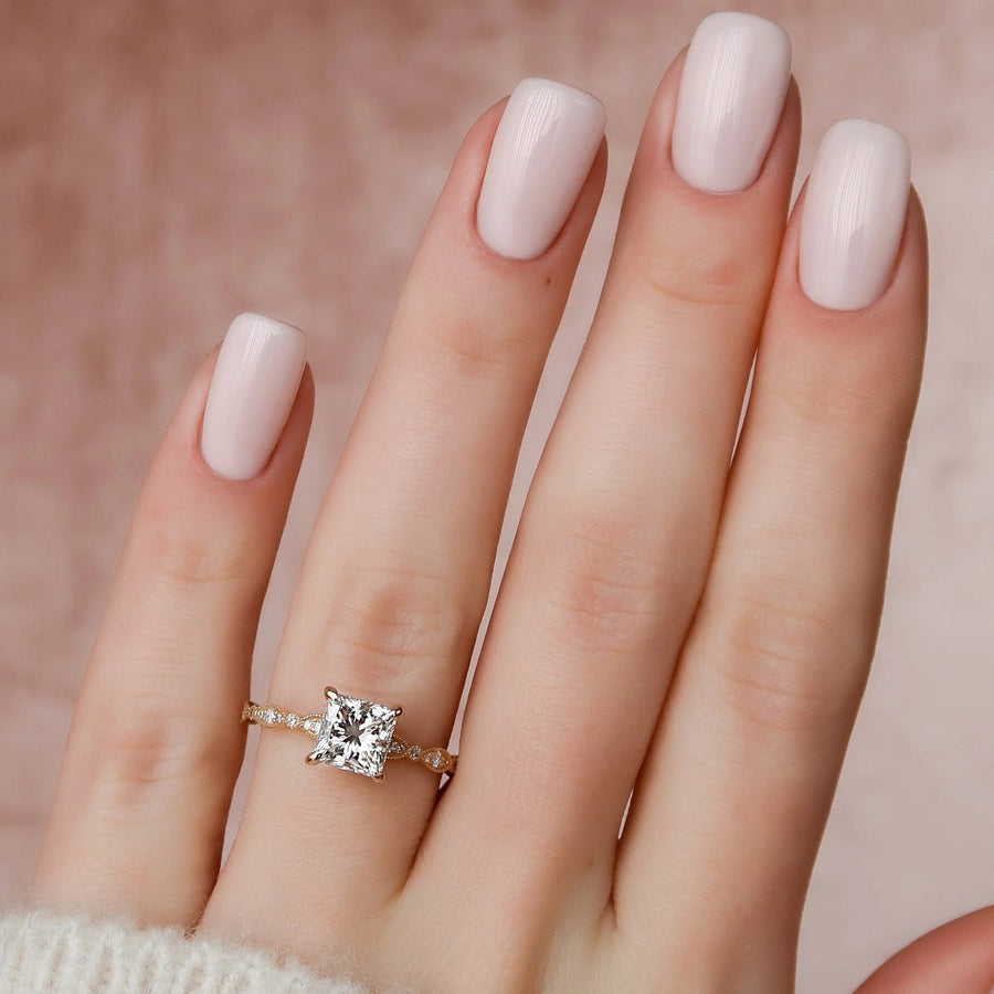  The Jasmine Princess Moissanite Ring 14k Rose Gold 003