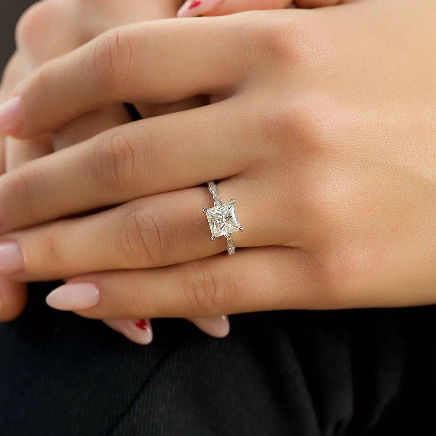  The Jasmine Princess Moissanite Ring 14k White Gold 003