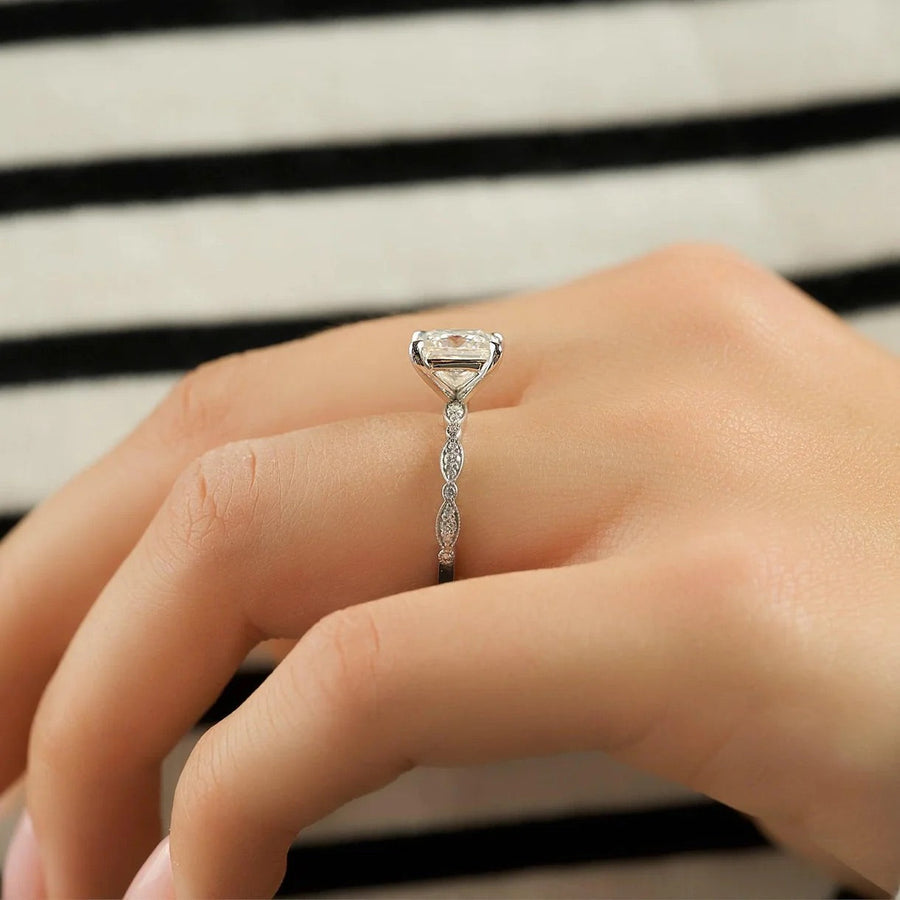  The Jasmine Princess Moissanite Ring 14k White Gold 004