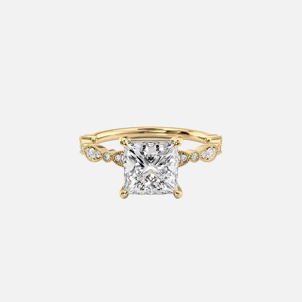 The Jasmine Princess Moissanite Ring 14k Yellow Gold 001