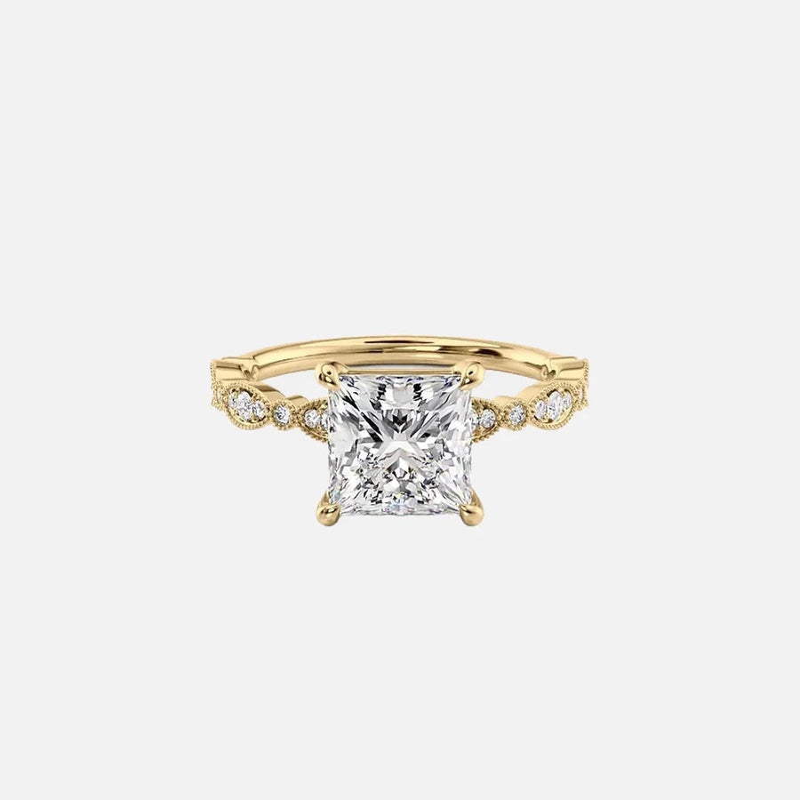  The Jasmine Princess Moissanite Ring 18k Yellow Gold 001