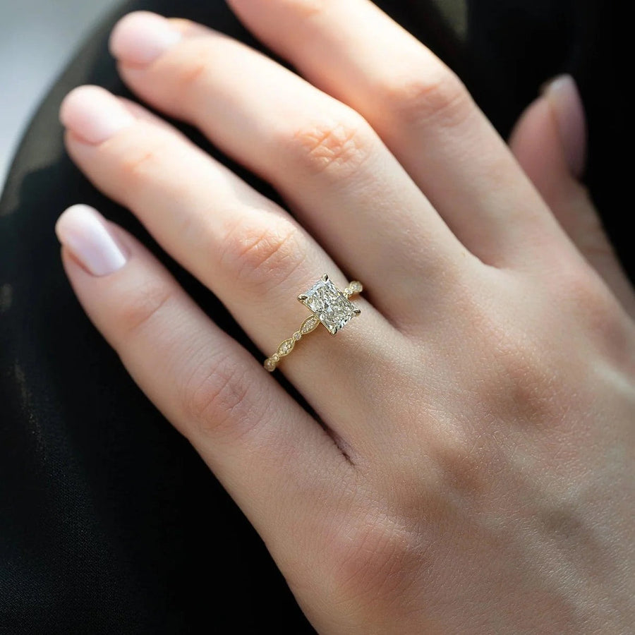  The Jasmine Radiant Lab Diamond Ring 14k Yellow Gold 003