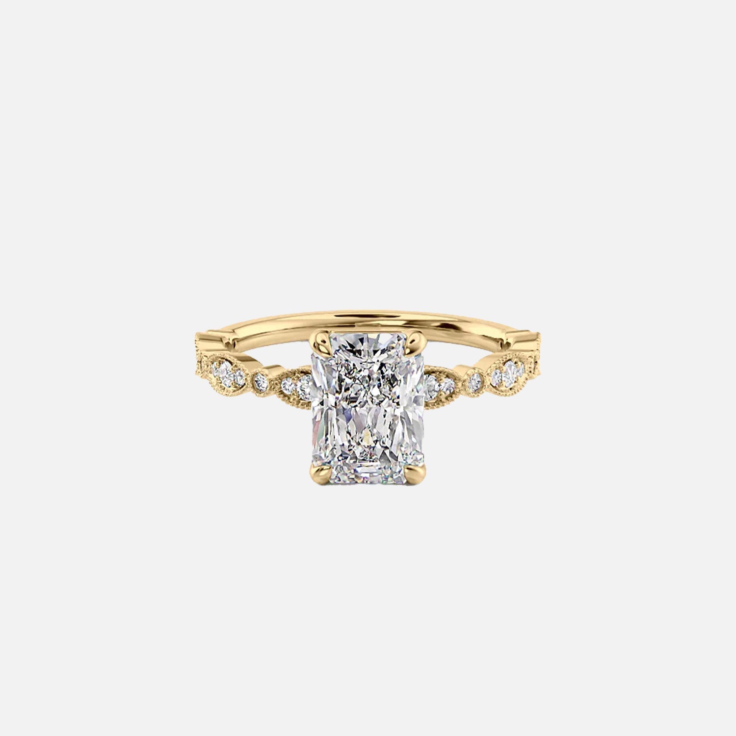 The Jasmine Radiant Moissanite Ring 14k Yellow Gold 001