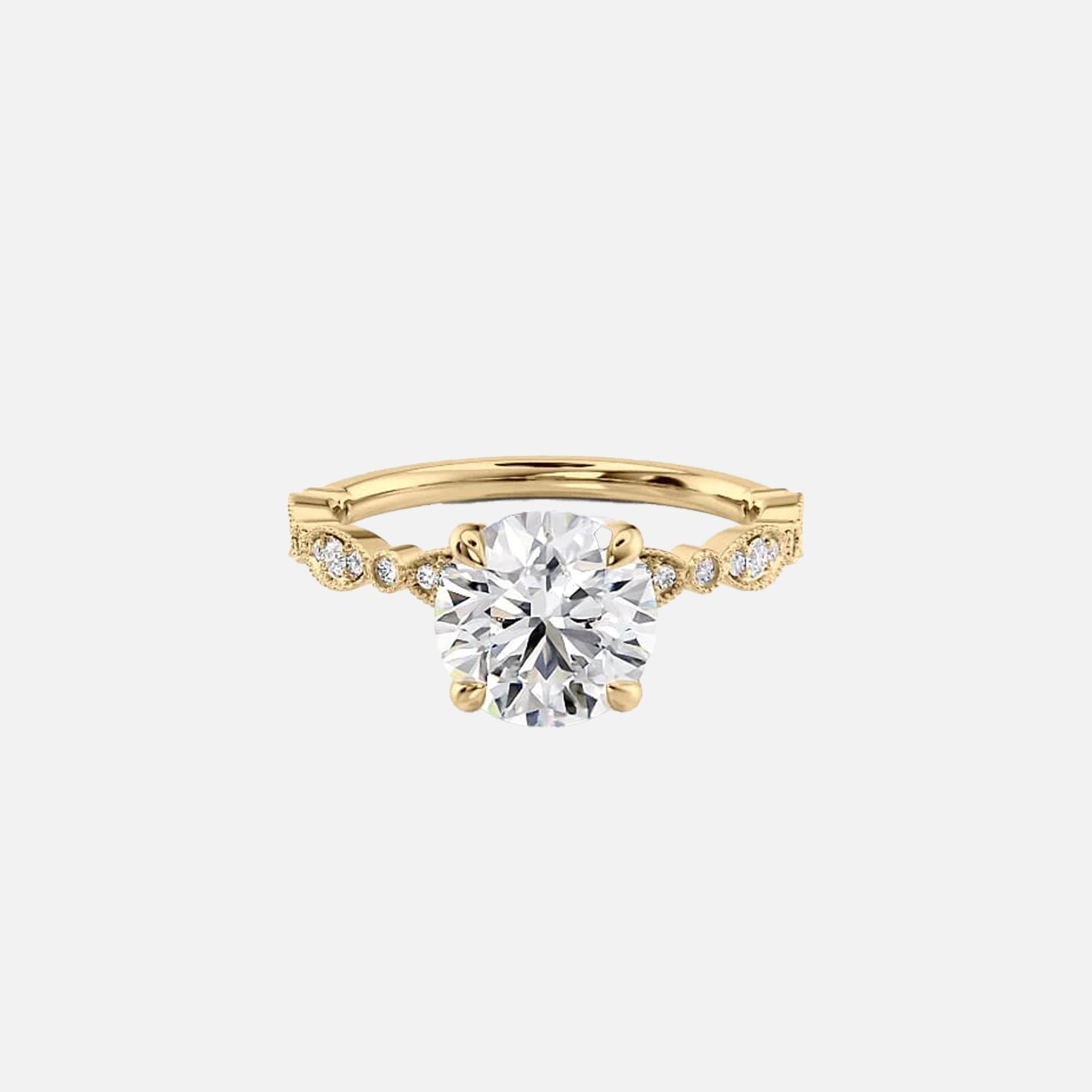 The Jasmine Round Lab Diamond Ring 14k Yellow Gold 001