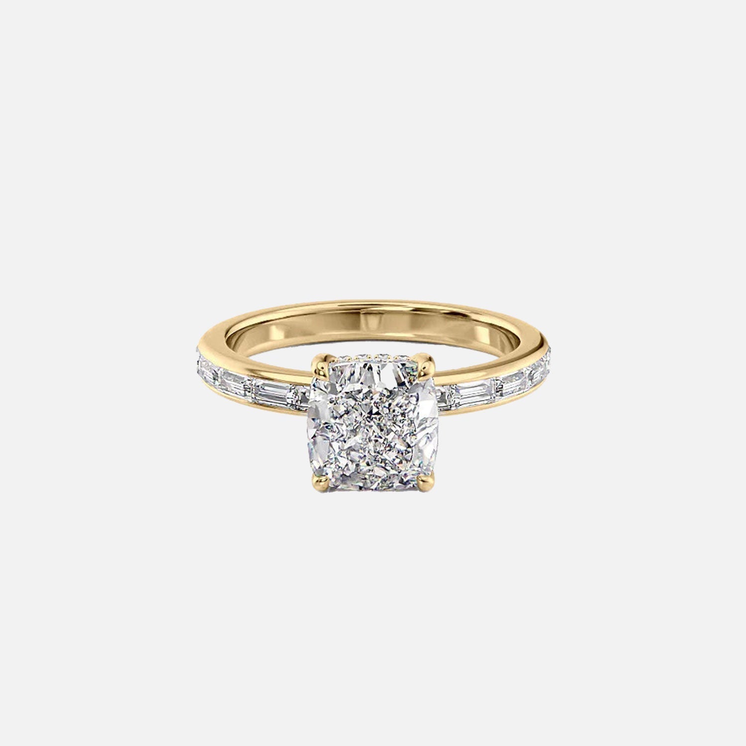 The Jennifer Cushion Moissanite Ring 14k Yellow Gold 001