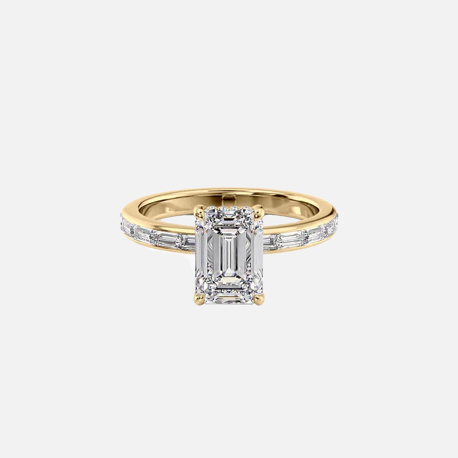 The Jennifer Emerald Moissanite Ring 14k Yellow Gold 001