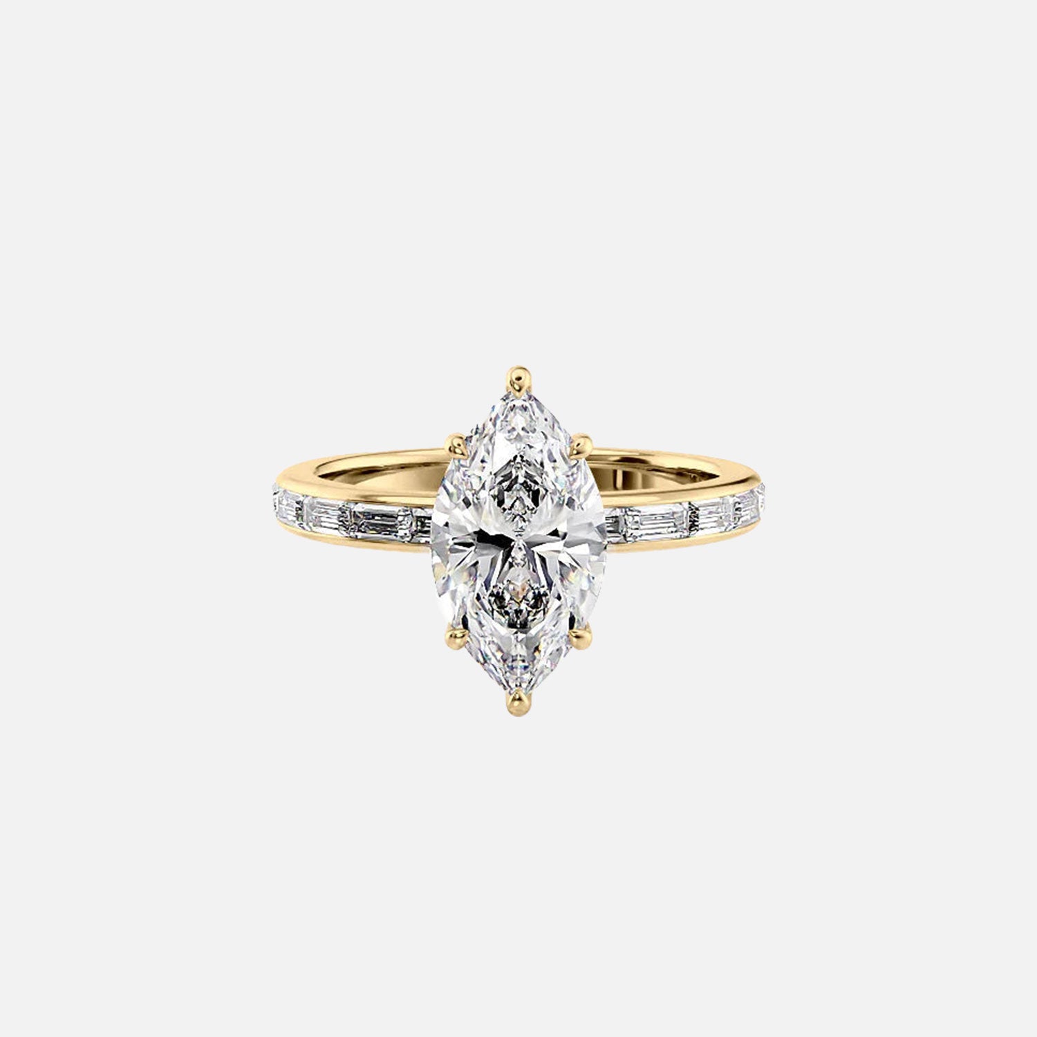 The Jennifer Marquise Moissanite Ring 14k Yellow Gold 001