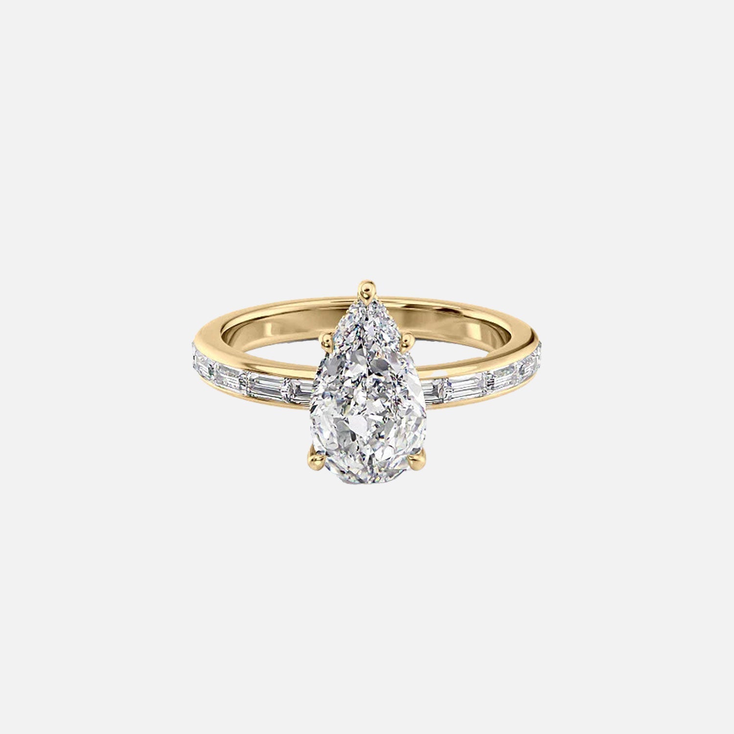 The Jennifer Pear Moissanite Ring 14k Yellow Gold 001