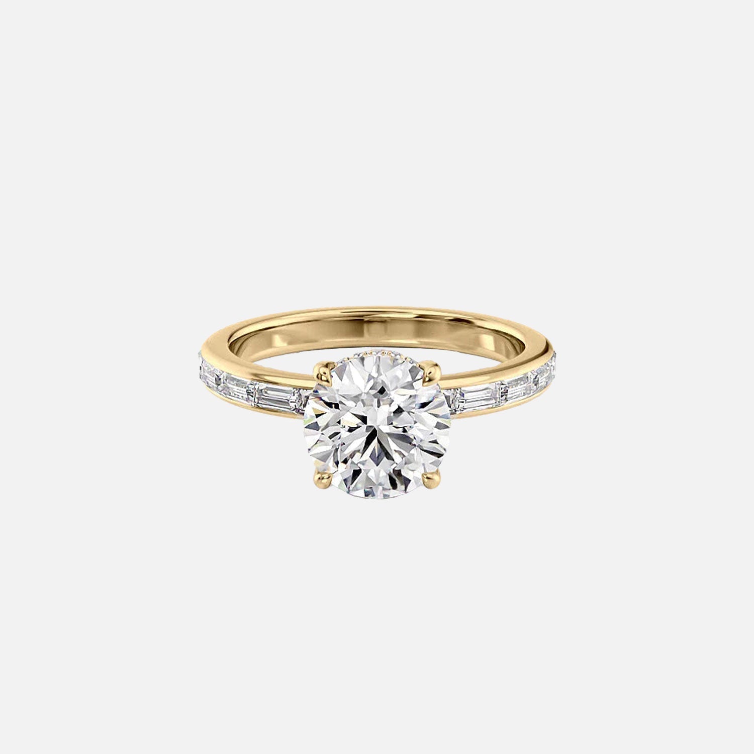 The Jennifer Round Moissanite Ring 14k Yellow Gold 001