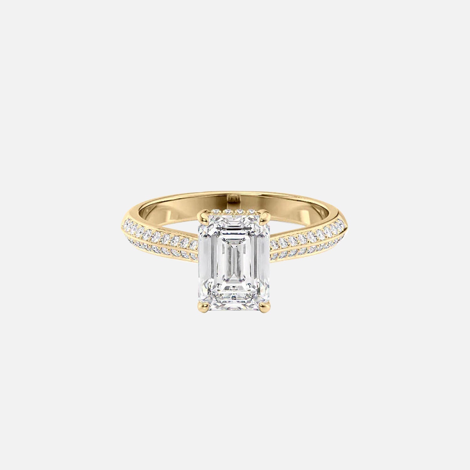 The Kayla Emerald Moissanite Ring 14k Yellow Gold 001