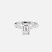  The Kayla Emerald Moissanite Ring 18k White Gold 001