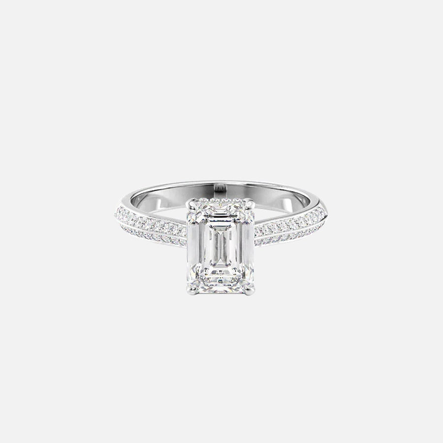  The Kayla Emerald Moissanite Ring 18k White Gold 001