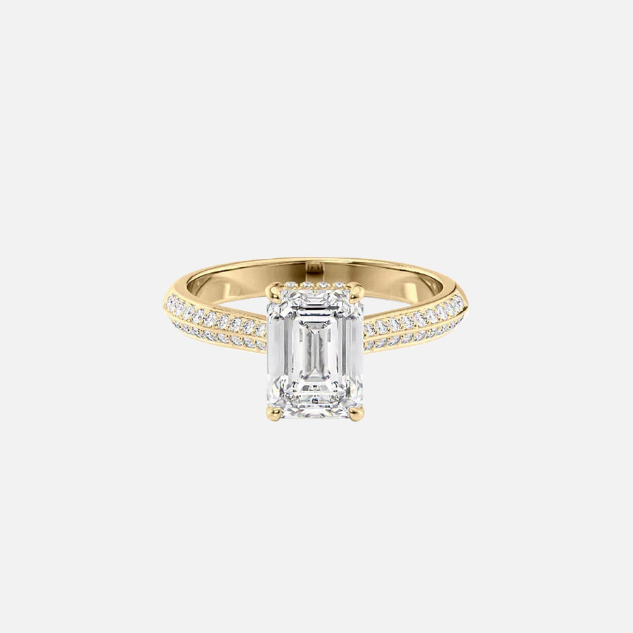  The Kayla Emerald Moissanite Ring 18k Yellow Gold 001