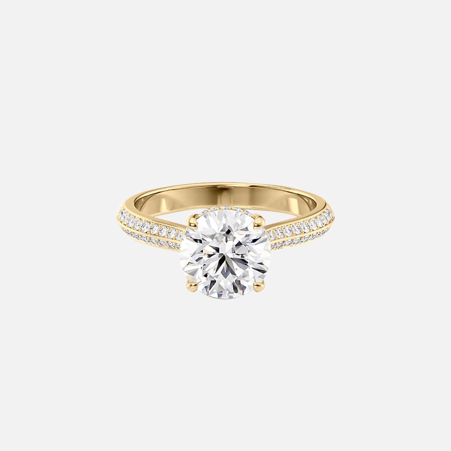 The Kayla Round Moissanite Ring 14k Yellow Gold 001
