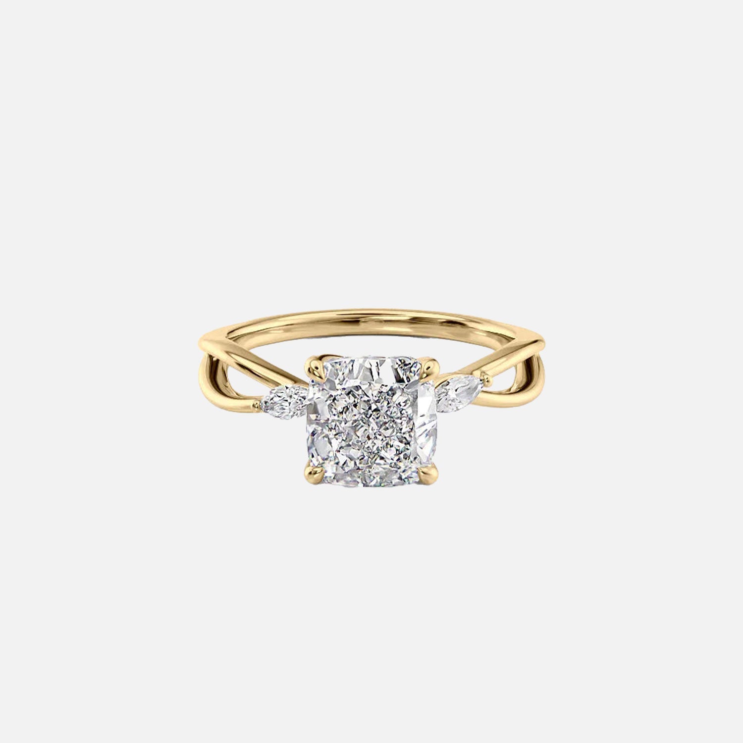 The Kelsey Cushion Lab Diamond Ring 14k Yellow Gold 001