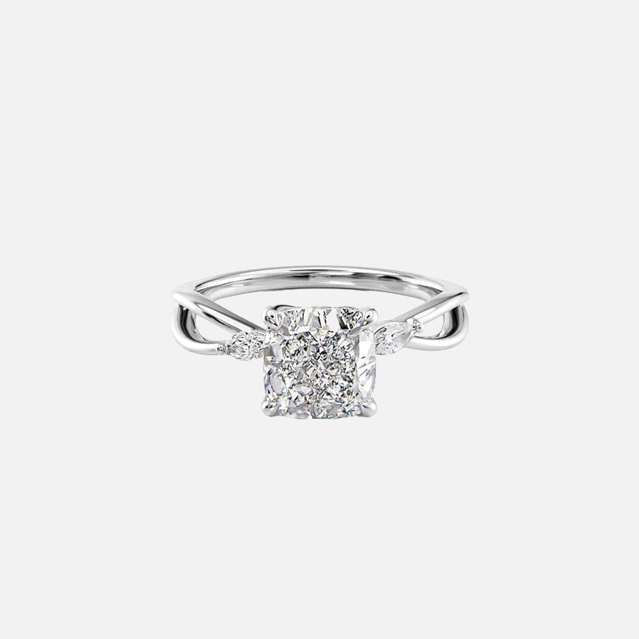  The Kelsey Cushion Moissanite Ring 18k White Gold 001