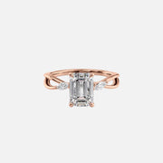  The Kelsey Emerald Moissanite Ring 14k Rose Gold 001