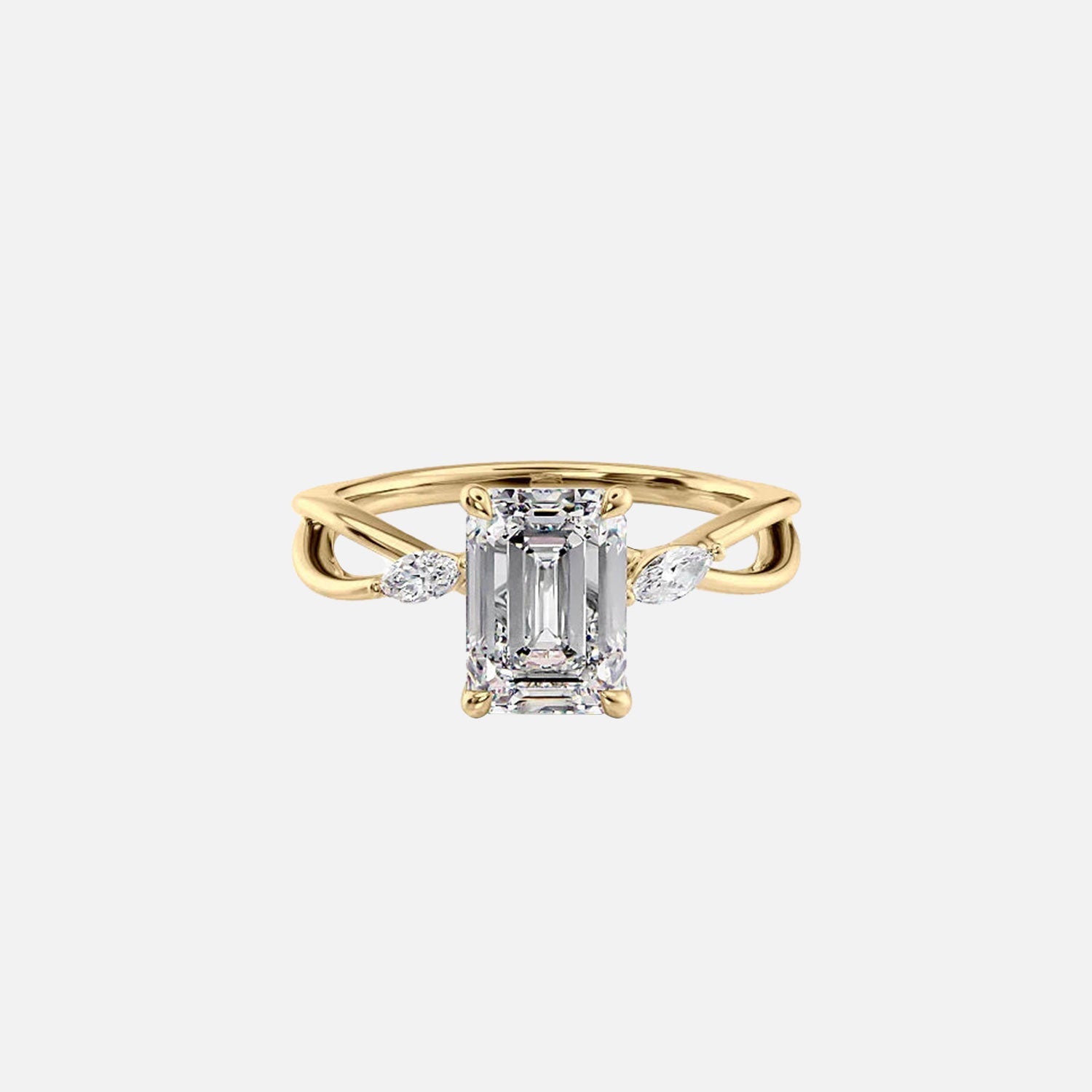 The Kelsey Emerald Moissanite Ring 14k Yellow Gold 001
