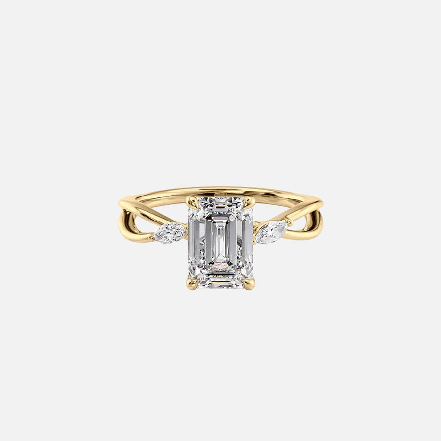 The Kelsey Emerald Moissanite Ring 14k Yellow Gold 001
