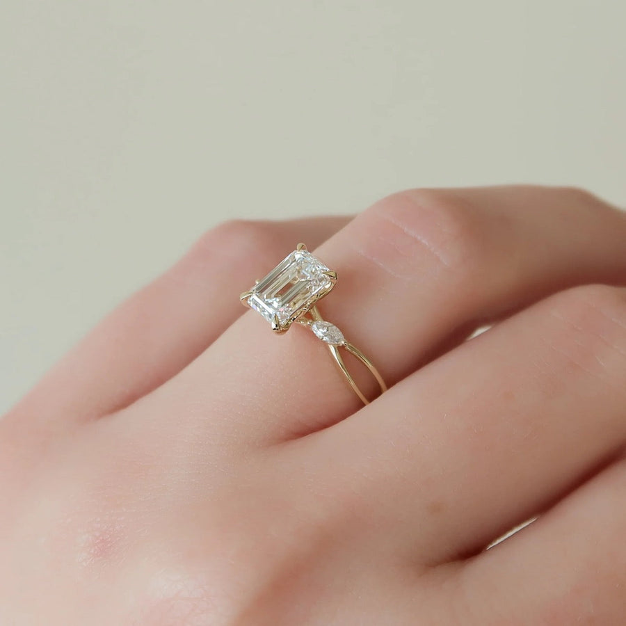  The Kelsey Emerald Moissanite Ring 14k Yellow Gold 004 Final