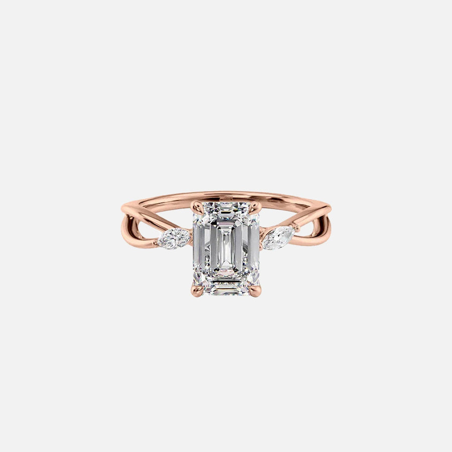  The Kelsey Emerald Moissanite Ring 18k Rose Gold 001