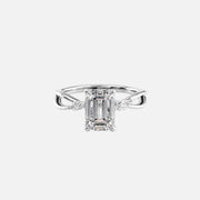  The Kelsey Emerald Moissanite Ring 18k White Gold 001